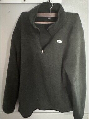 Eddie Bauer Sweater Fleece Pullover Mens XXL Dark Green Heather 1/4 Zip Jacket